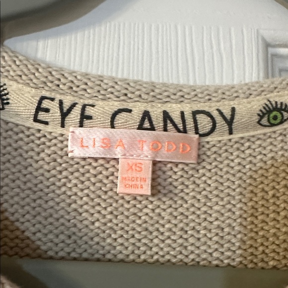 Eye Candy by Lisa Todd Beige Knit with Vibrant Eye Motif - Picture 3 of 7